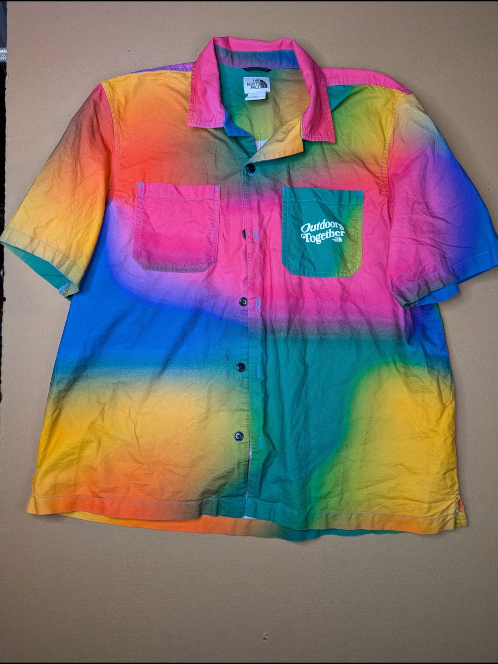 Rare The North Face Men's Rainbow Ombre Short-Sleeve Button Shirt XL